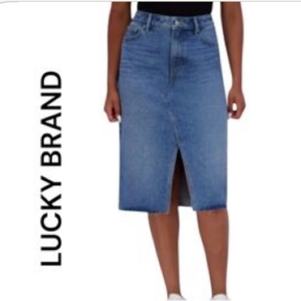 Lucky Brand Blue Straight-Leg Midi Skirt